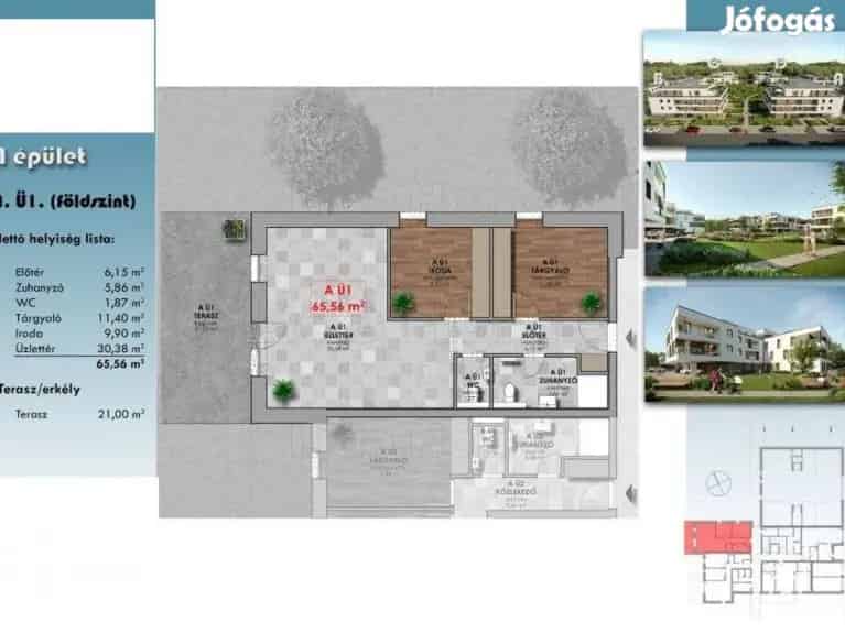 Üzlethelyiség eladó Győr Révfalu új lakóparkjában