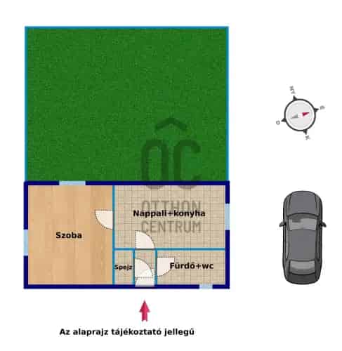 Táti eladó lakás 45nm kerttel garázzsal