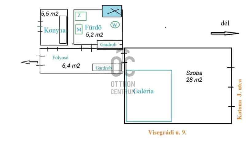 Budapest XIII kerület Újlipótváros 45 nm-es galériás lakás eladó