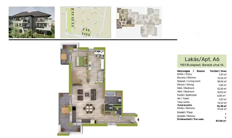 Új építésű 76 m2-es 3 szobás lakás Rákospalotán eladó