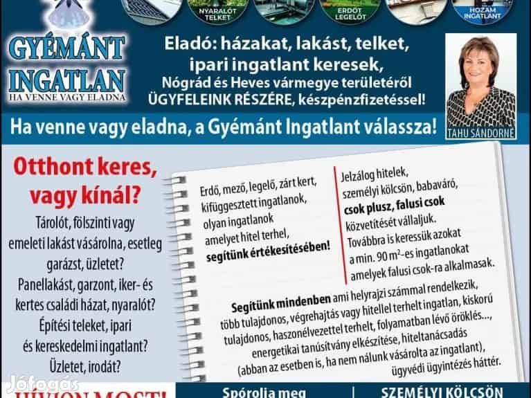Salgótarján eladó családi ház 70 nm 2 szoba garázzsal