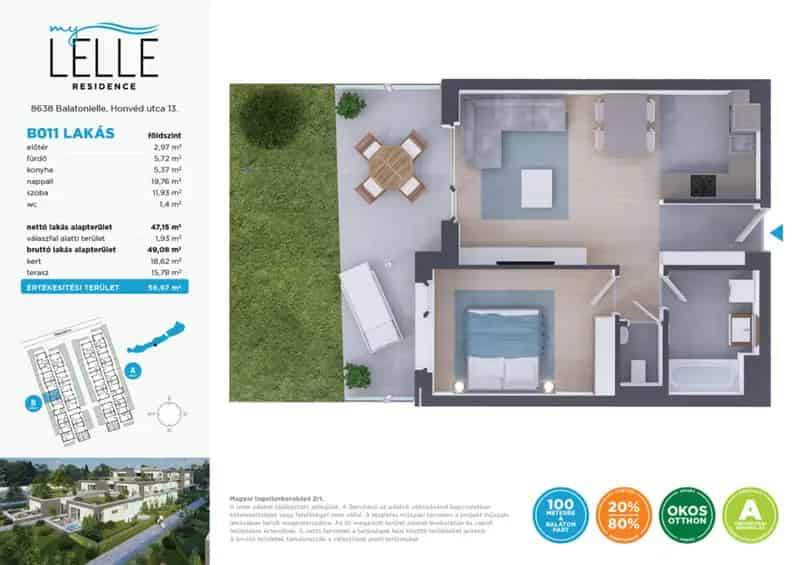Balatonlellei Apartmanok eladó - Strandközeli újépítésű lakások