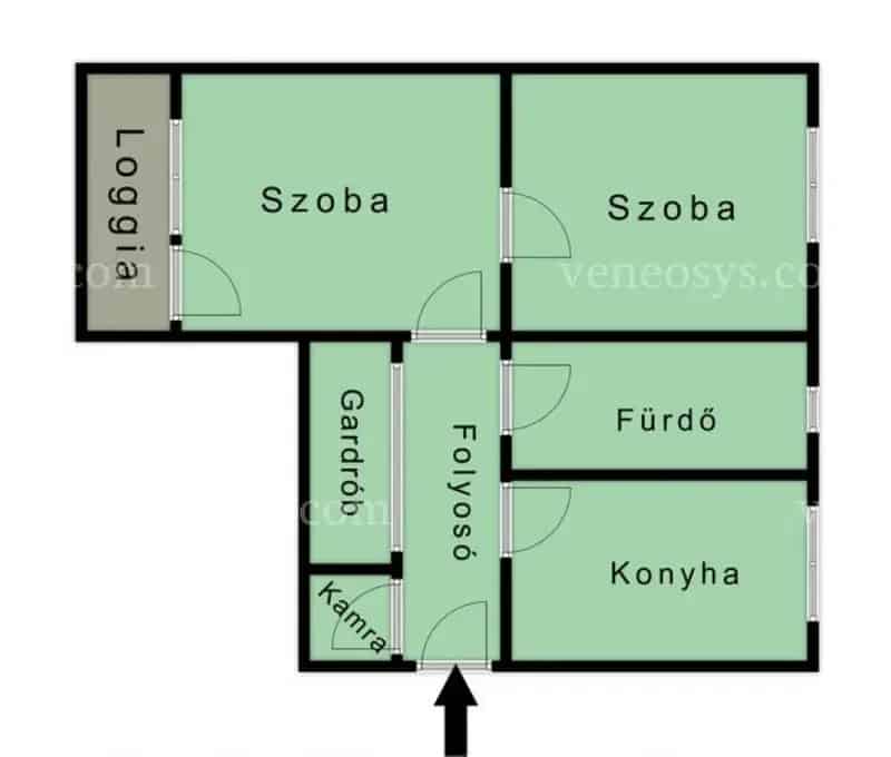 Eladó Kazincbarcikán a Pollack Mihály úton egy 55 m²  2 szobás szép állapotú nagy LOGGIÁS lakás