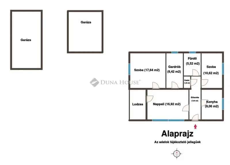 Hidas családi ház eladó - 2 szoba + nappali, garázs, tetőtér beépíthető