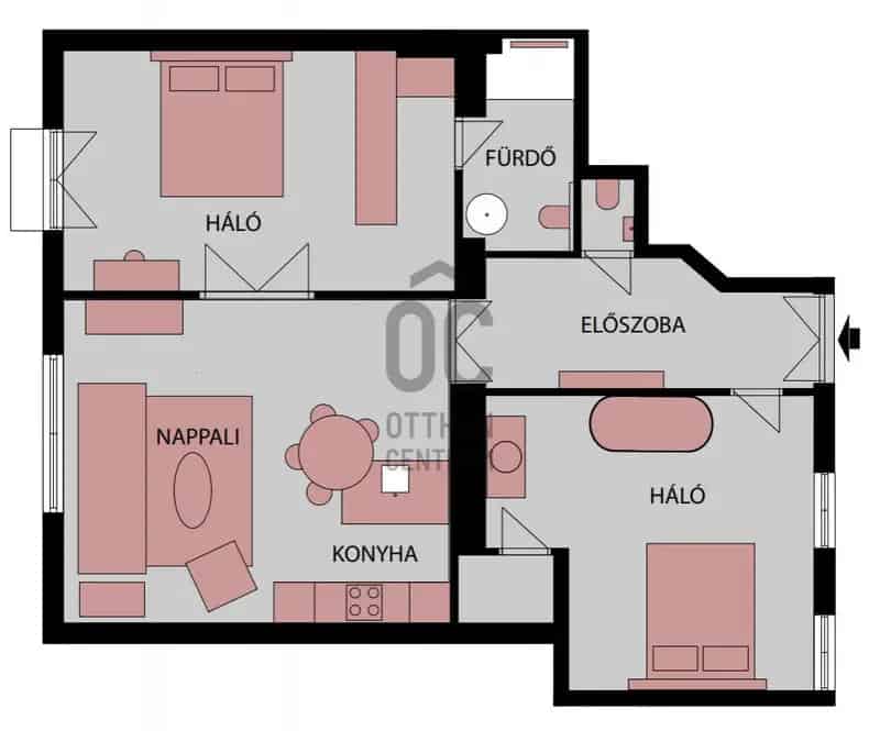82m2-es 2 hálószobás lakás kiadó Parlamentre néző kilátással
