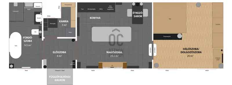 Budapest 06 kerulet 57 nm-es 2 szobas lakás eladó