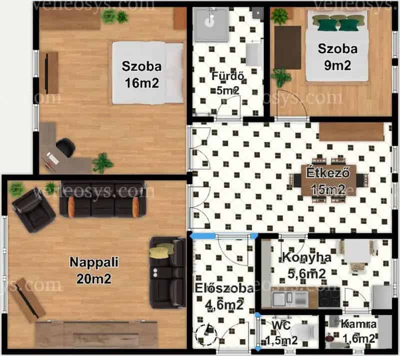 78m2 3 szobás tégla lakás Szekszárdon eladó