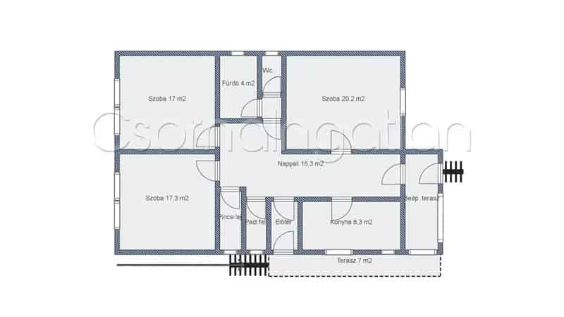 114 m2-es családi ház Rábaszentandráson 1651 m2-es telken