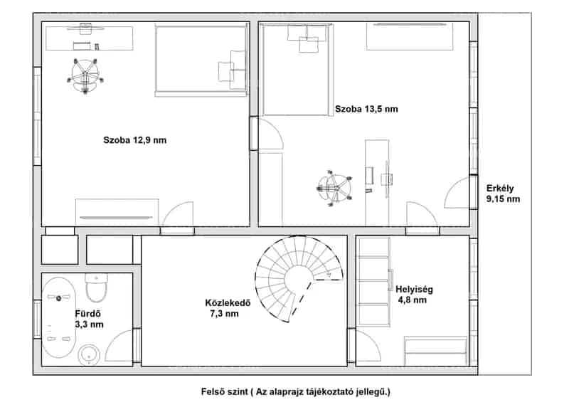 Belvárosi 90 nm-es 3 szobás 2 szintes lakás eladó