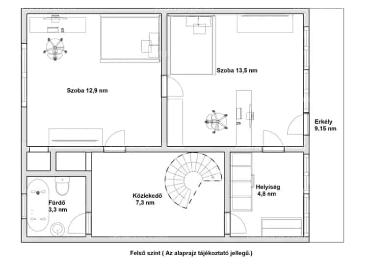 Belvárosi 90 nm-es 3 szobás 2 szintes lakás eladó