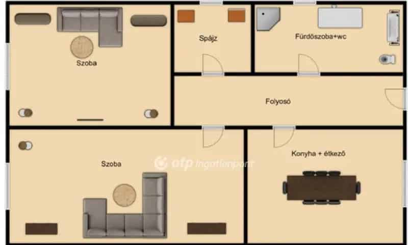 Tetétlenben eladó családi ház 67m2 1116m2 telken