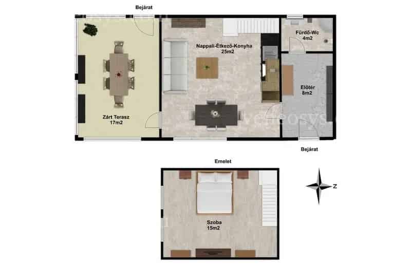 ELADÓ Szekszárd déli részéhez közel, Decs-Szőlőhegyen, főúthoz közeli, jó állapotú, tégla építésű,54m2-es tanya, 2890m2-es telekkel, szőlővel és gyümölcsfákkal