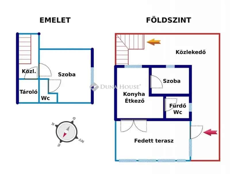 Velencén eladó 54 m2-es 2 szintes ikerház fele