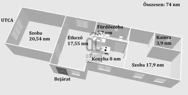 Ajkai eladó családi ház Tósokberéden 74 nm 2 szoba