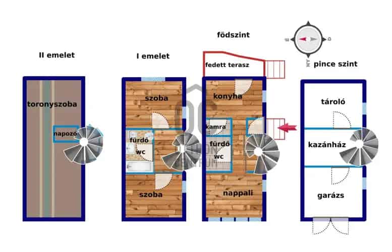 Kaposvári eladó ikerház fele 206 m2 4 szintes