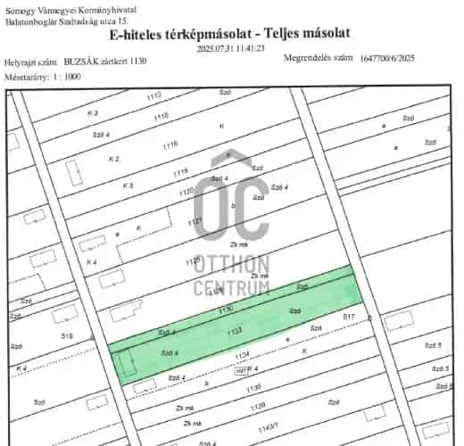Buzsaki elado preshaz szolóvel 50 nm 1670 nm telek