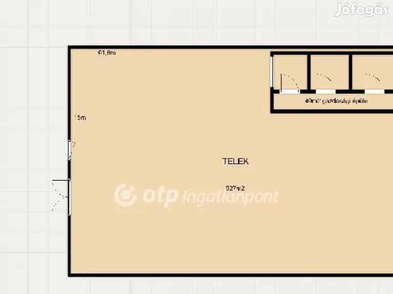 Kabai telek eladó 927 nm-es 40m2 épülettel