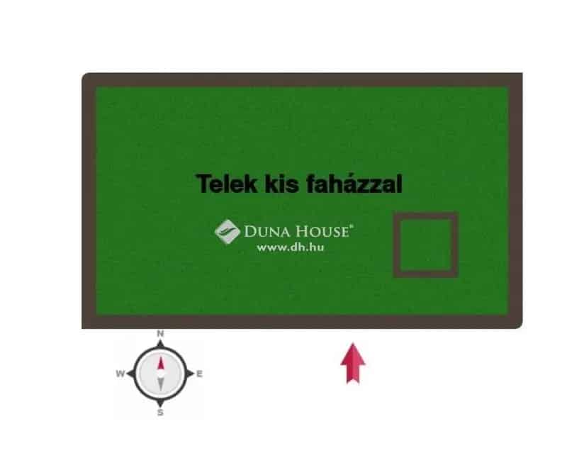 Budakeszi telek eladó 813nm fa kisházzal