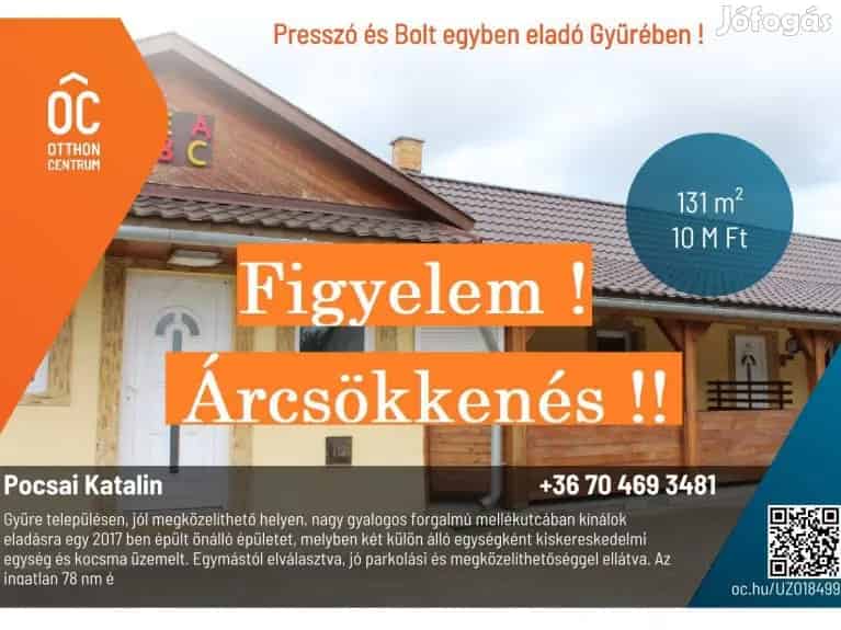 Presszó és Bolt eladó Gyürén