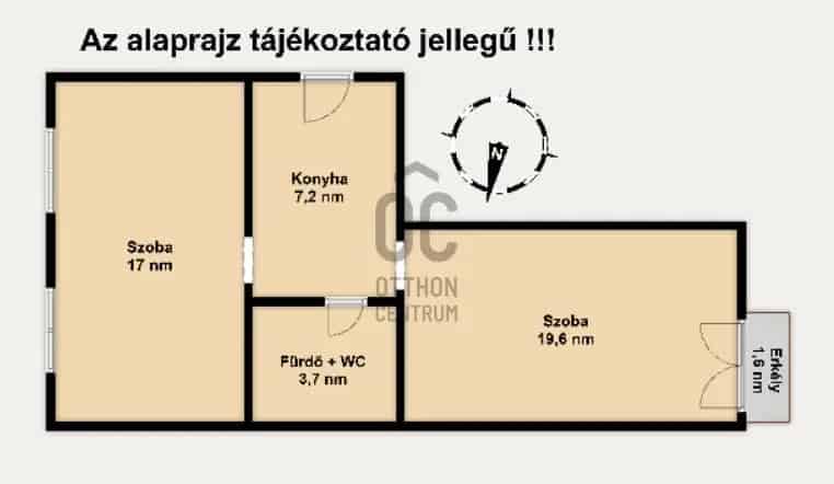 47 nm-es 2 szobás erkélyes lakás eladó Nagyzuglóban