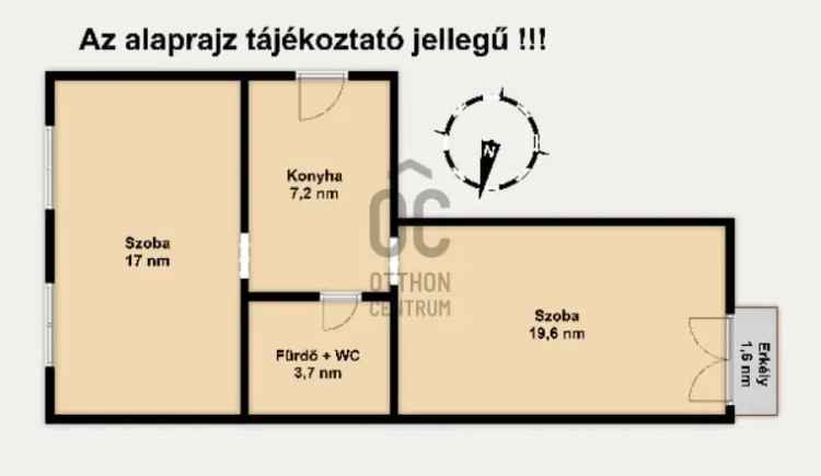 47 nm-es 2 szobás erkélyes lakás eladó Nagyzuglóban