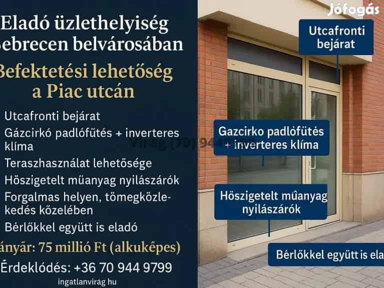 Eladó Üzlethelyiség Debrecen Belvárosában - Befektetési Lehetőség