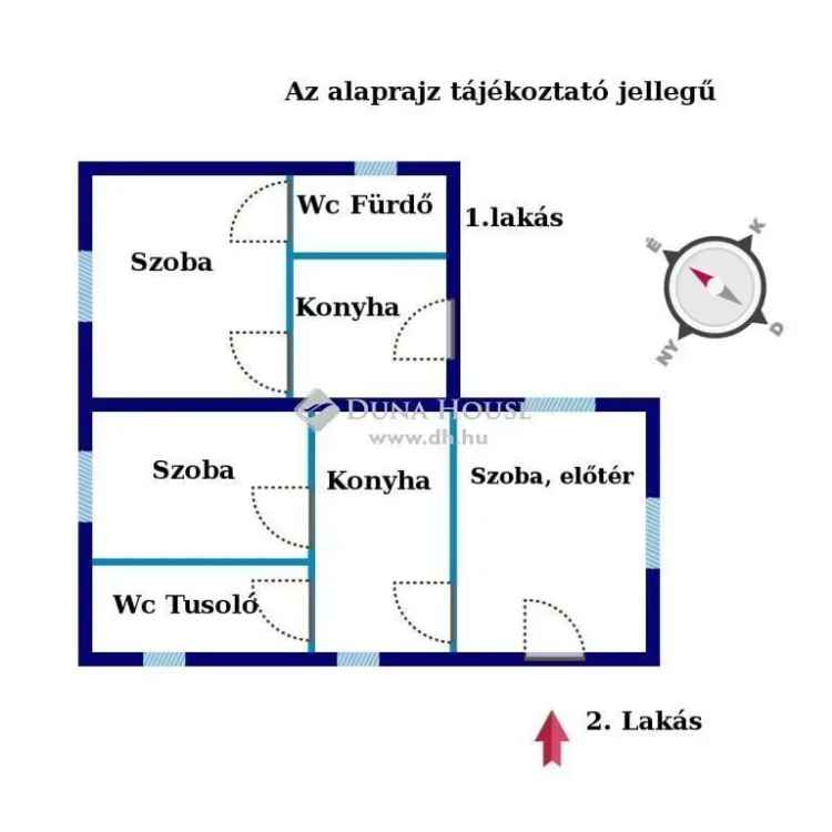 Telekárban eladó 2x50nm-es 2 szobás tégla ház befektetőknek