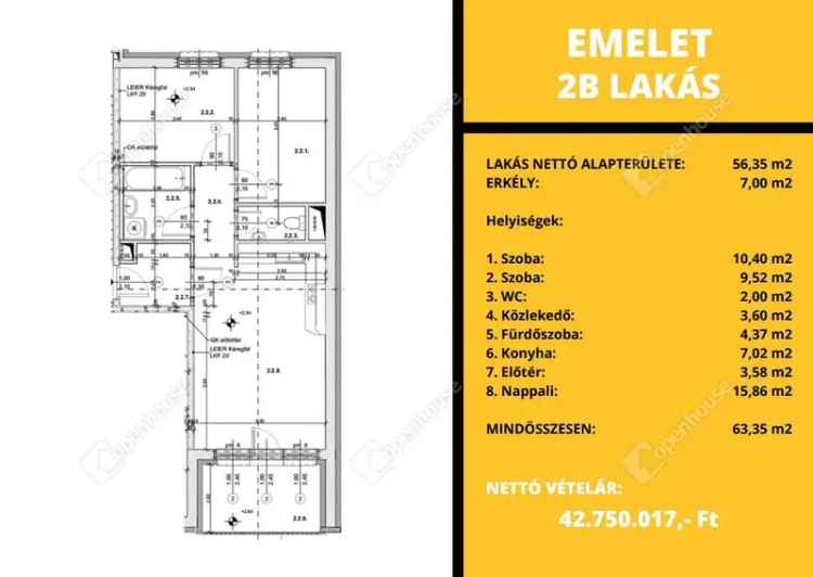 Kapuvári Társasházi Lakás Eladó - 56 nm - Erkély - Kertkapcsolat