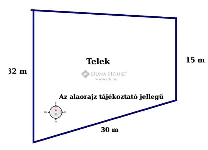 Tiszafüred 944 nm-es Telek - Három Utcai Fronttal