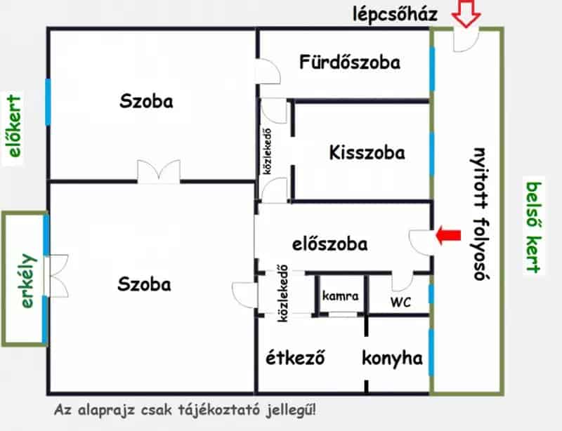 89 nm-es 3 szobás erkélyes tégla lakás Kassai úton
