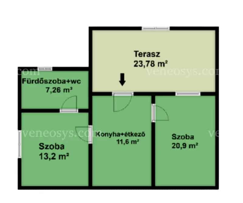 Felujitott 2 szoba Mezőkeresztesen 878 m2 telken