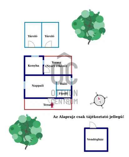 Eladó nyaraló Biatorbágyon 800 m2 telken