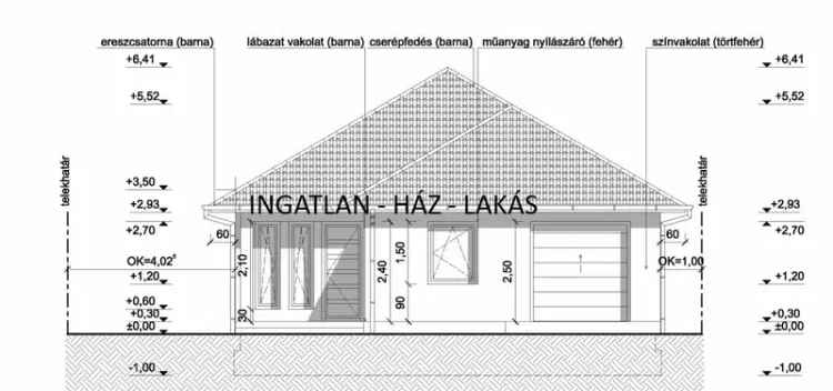 Földszintes családi ház Őrbottyánban 3 szobával és 16 nm garázzsal