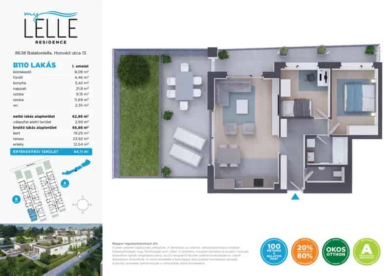 Balatonlellei Apartmanok eladók - Újépítésű A energiahatékonyságú lakások