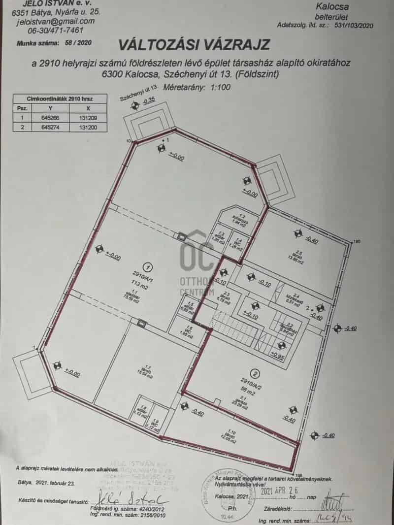 Kalocsa központ üzlethelyiség eladó 113 nm 3 bejárat