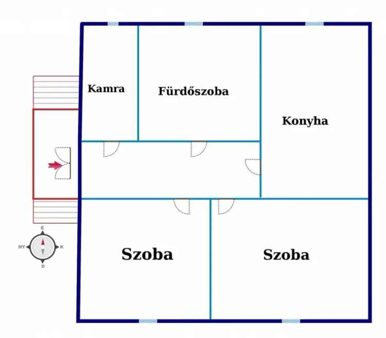 Családi ház eladó Komádiban két szobával és saját kialakítással