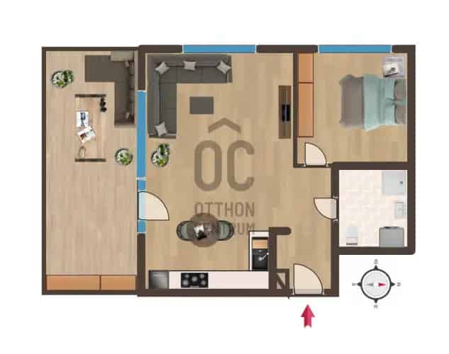Budapest XI kerület eladó lakás Kopaszi gát 41nm + 16nm terasz