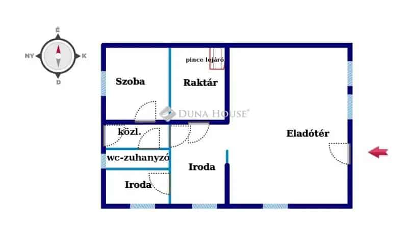 63m2-es Utcafronti Üzlethelyiség Pecsen Pinceltarolóval