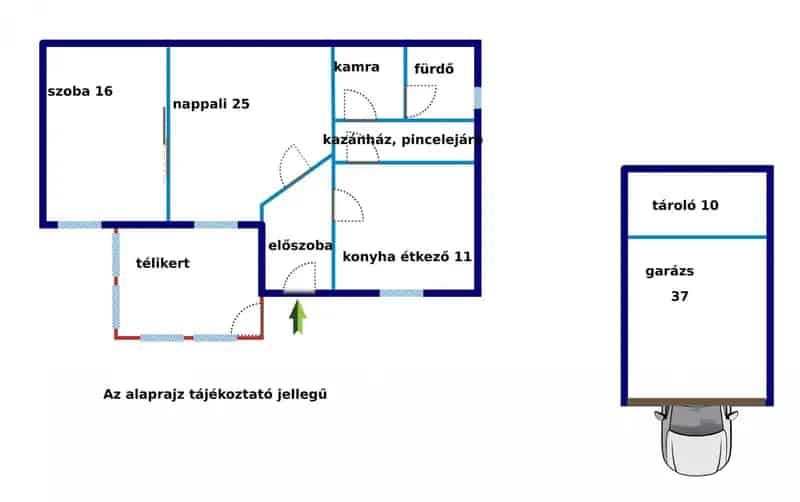Felújított 60 nm-es ház kerttel és garázzsal a belvárosban