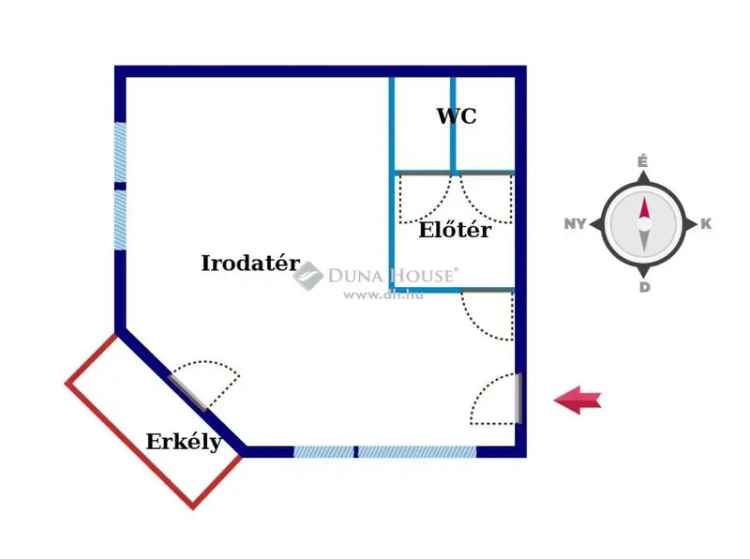 Kiadó irodahelyiség Dunakeszi központjában erkélyes és világos